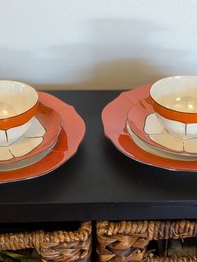 Vintage Czechoslovakian Tea Cup Plate Set Of 2